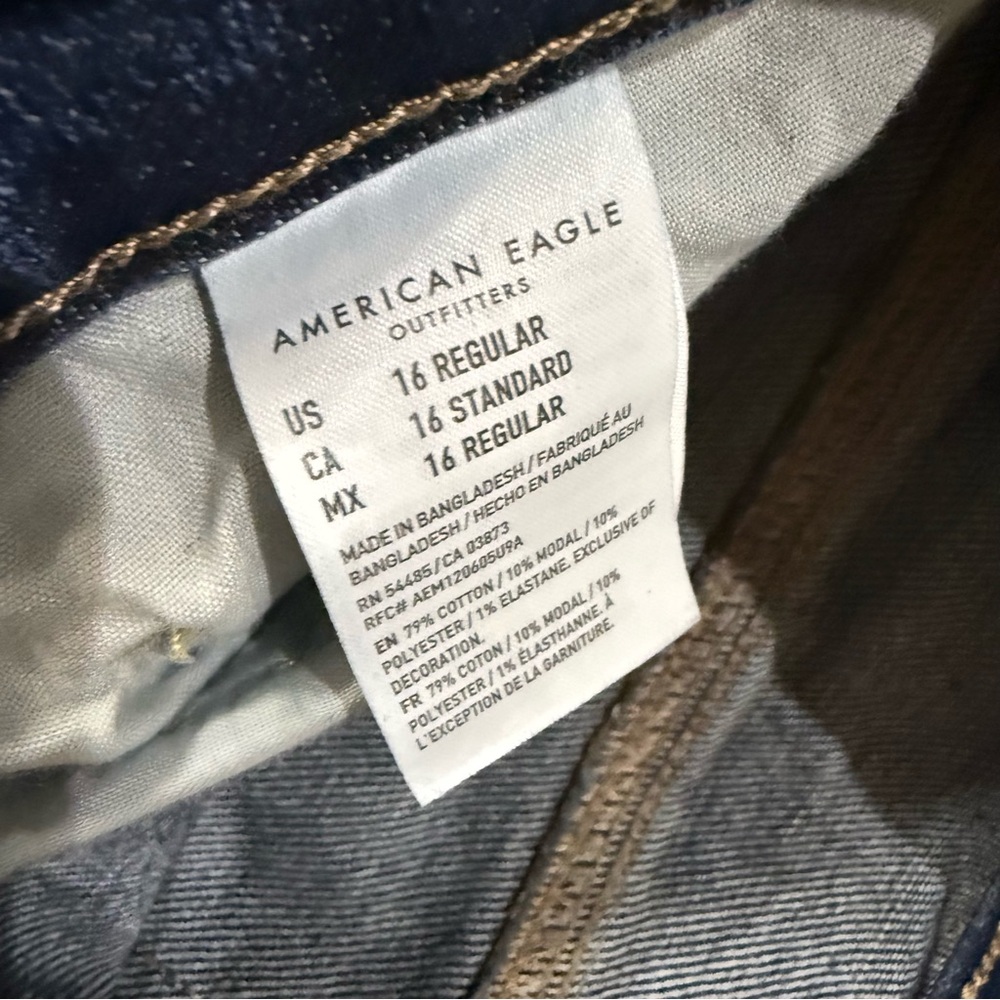 American Eagle Outfitters Distressed Dark Blue Boyfriend Jeans - Picture 5 of 7